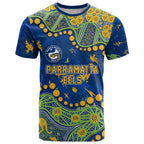 Personalized Parramatta Eels T Shirt Aboriginal Pattern with Graffiti Style Design