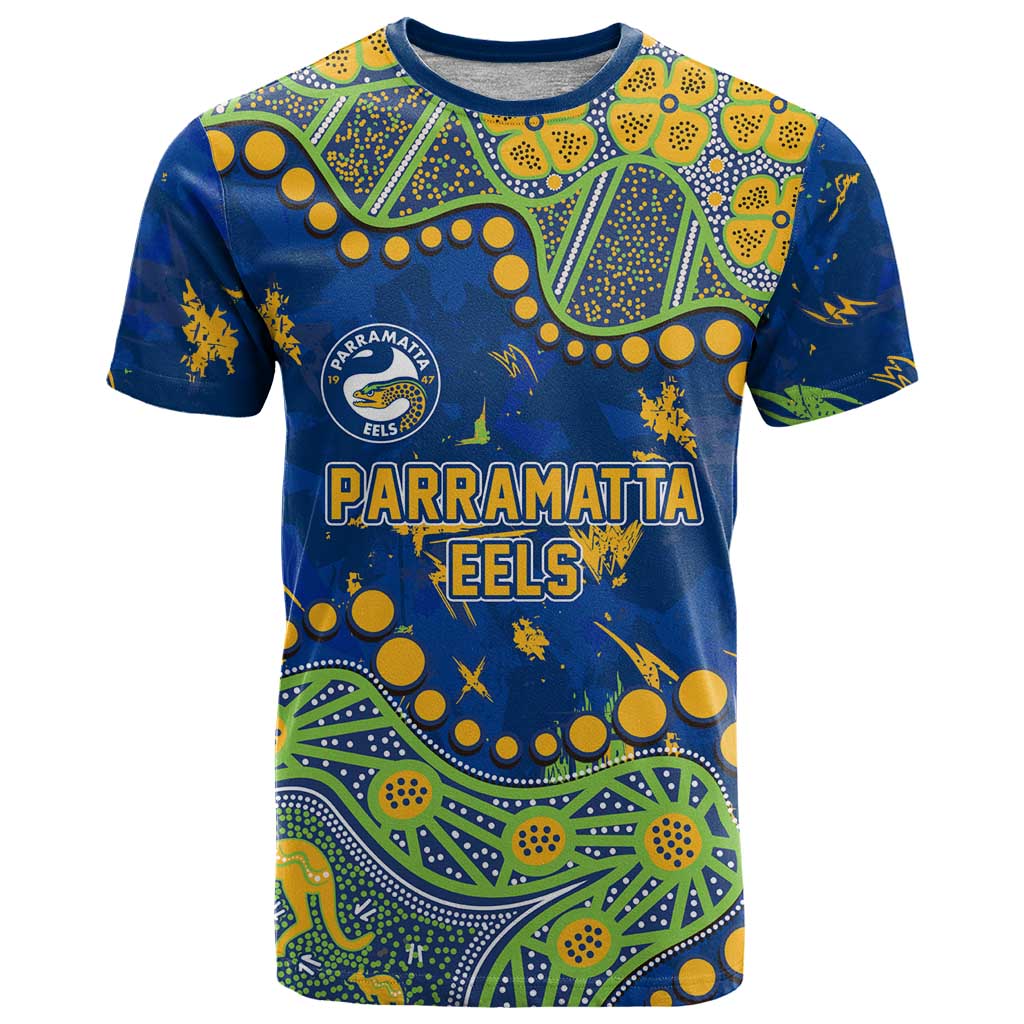 Personalized Parramatta Eels T Shirt Aboriginal Pattern with Graffiti Style Design