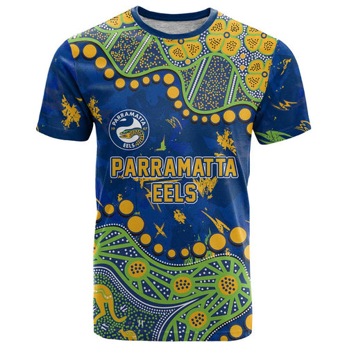 Personalized Parramatta Eels T Shirt Aboriginal Pattern with Graffiti Style Design