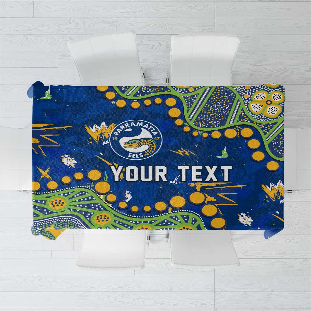 Personalized Parramatta Eels Tablecloth Aboriginal Pattern with Graffiti Style Design