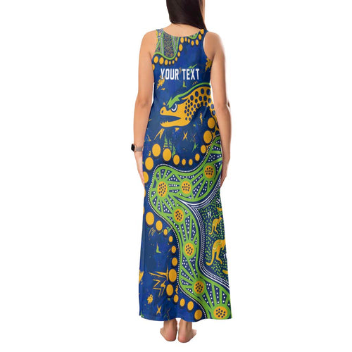 Personalized Parramatta Eels Tank Maxi Dress Aboriginal Pattern with Graffiti Style Design