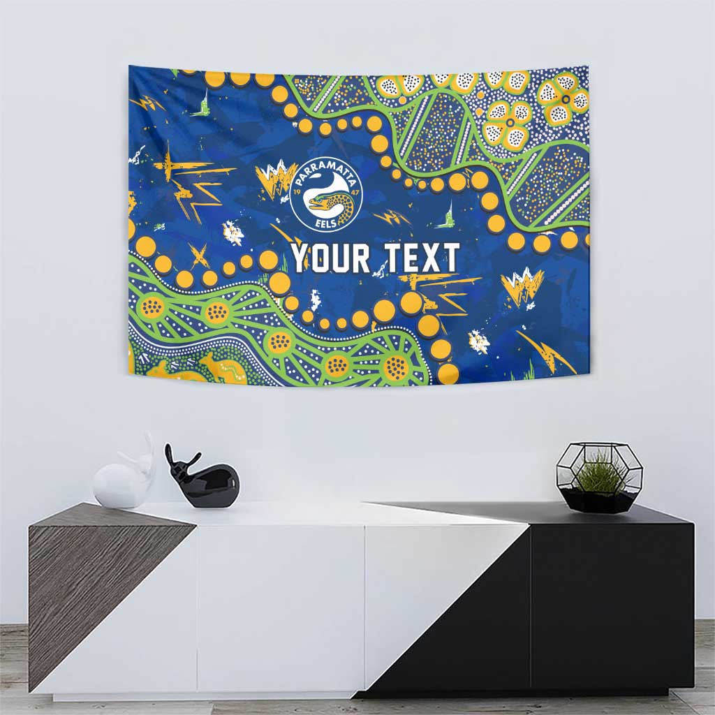 Personalized Parramatta Eels Tapestry Aboriginal Pattern with Graffiti Style Design
