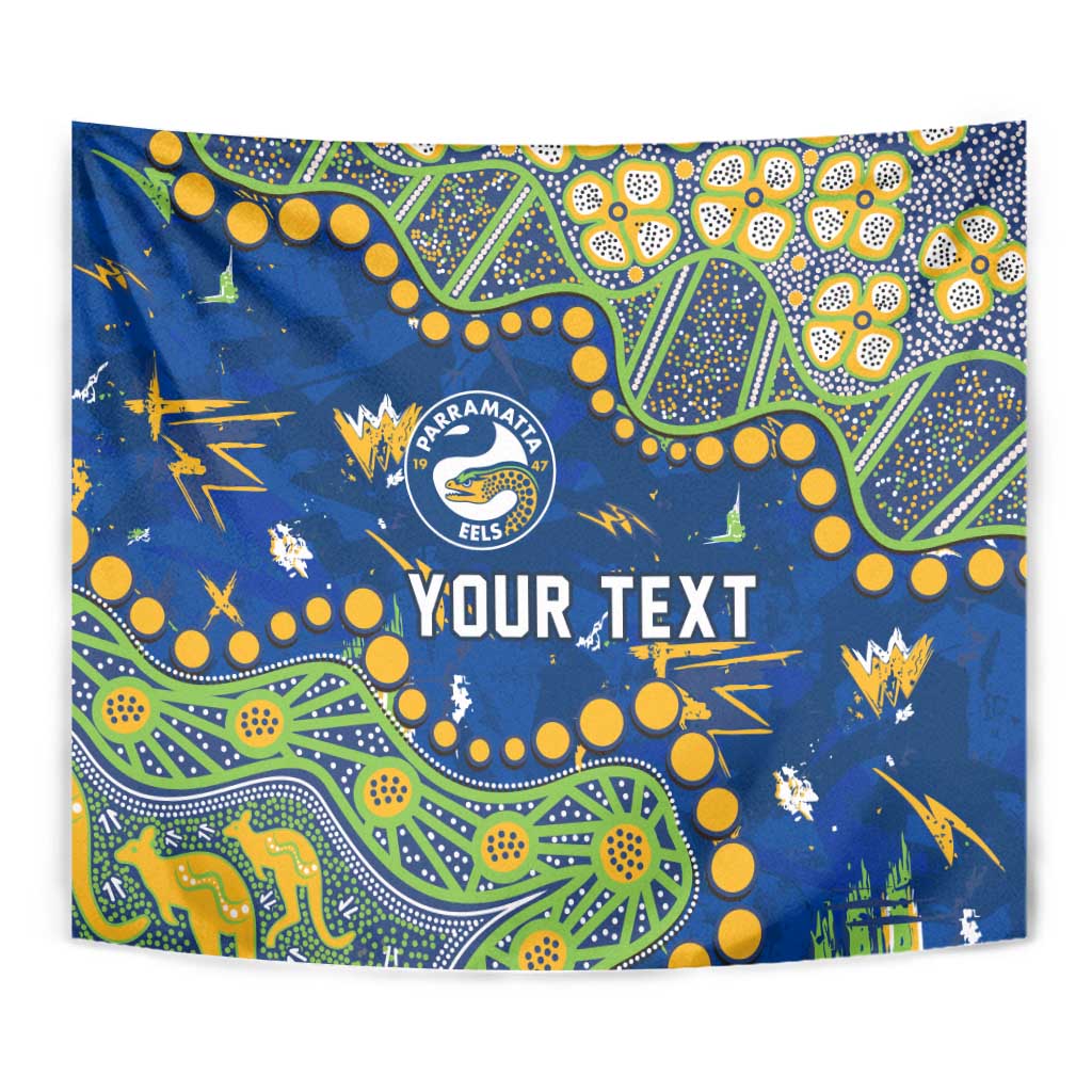 Personalized Parramatta Eels Tapestry Aboriginal Pattern with Graffiti Style Design