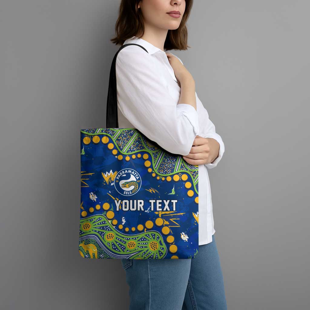 Personalized Parramatta Eels Tote Bag Aboriginal Pattern with Graffiti Style Design