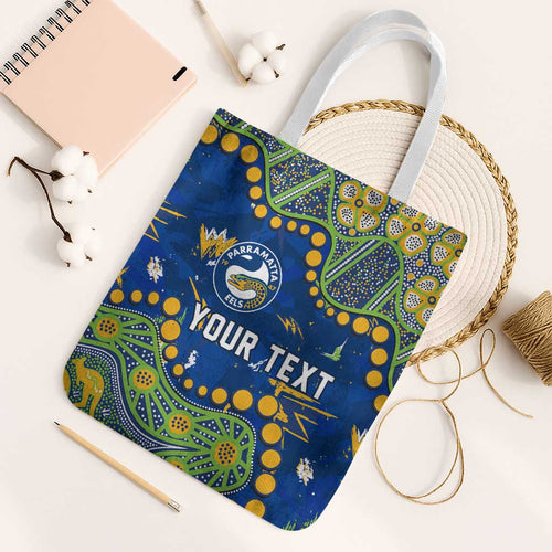 Personalized Parramatta Eels Tote Bag Aboriginal Pattern with Graffiti Style Design