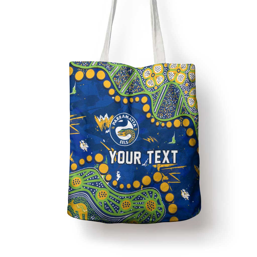 Personalized Parramatta Eels Tote Bag Aboriginal Pattern with Graffiti Style Design