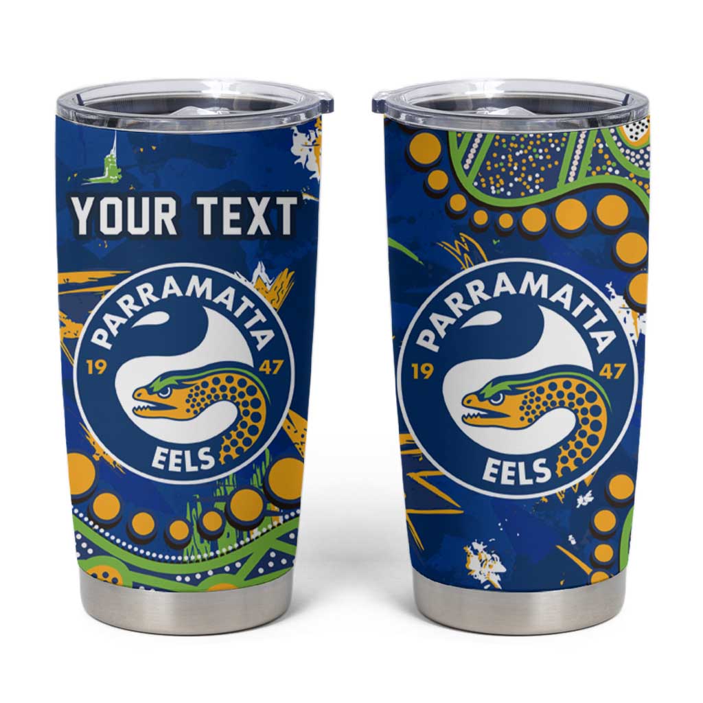 Personalized Parramatta Eels Tumbler Cup Aboriginal Pattern with Graffiti Style Design