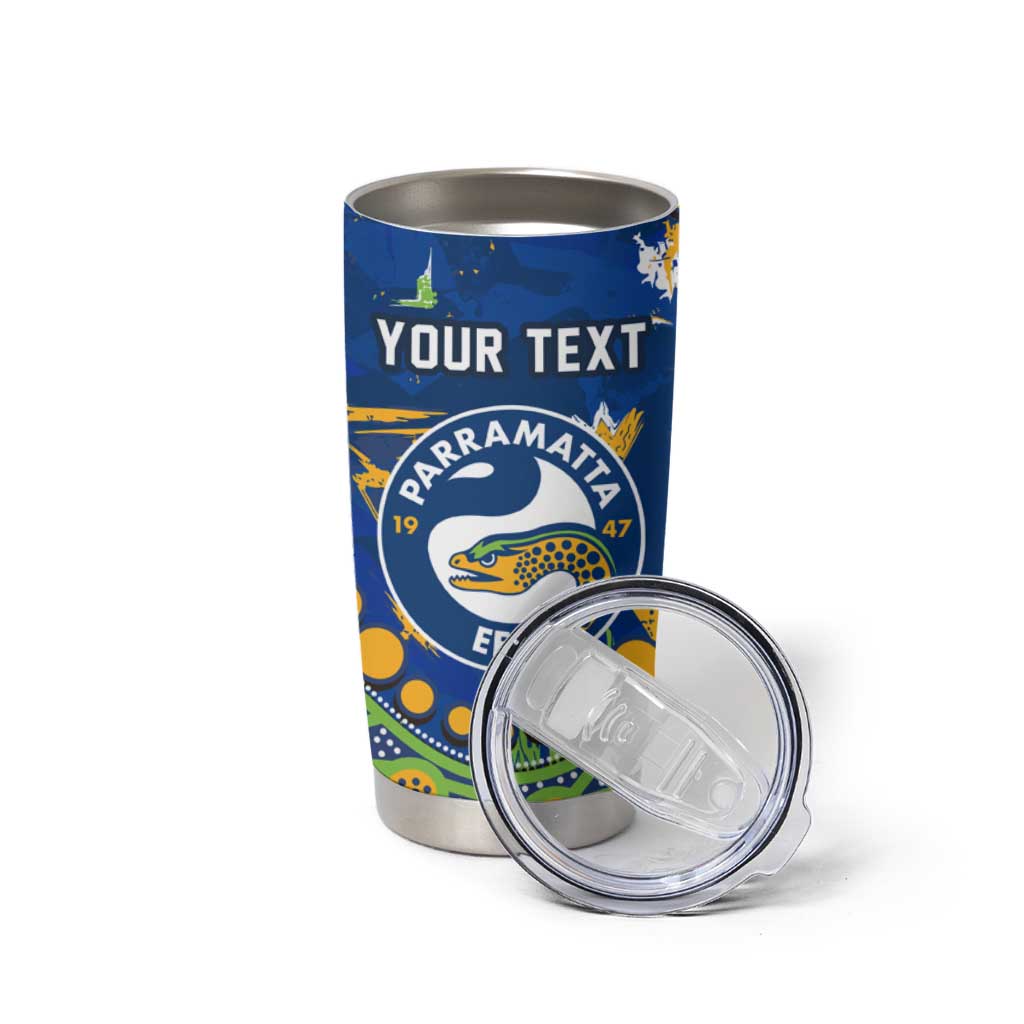 Personalized Parramatta Eels Tumbler Cup Aboriginal Pattern with Graffiti Style Design