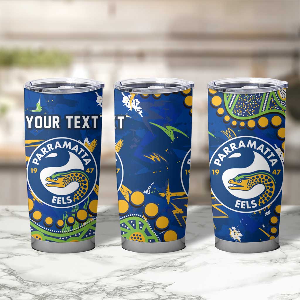 Personalized Parramatta Eels Tumbler Cup Aboriginal Pattern with Graffiti Style Design
