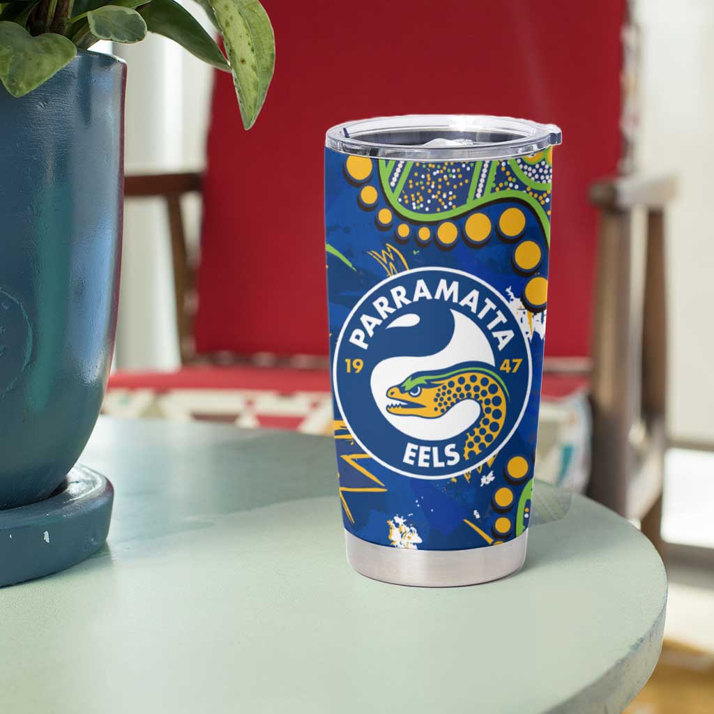 Personalized Parramatta Eels Tumbler Cup Aboriginal Pattern with Graffiti Style Design