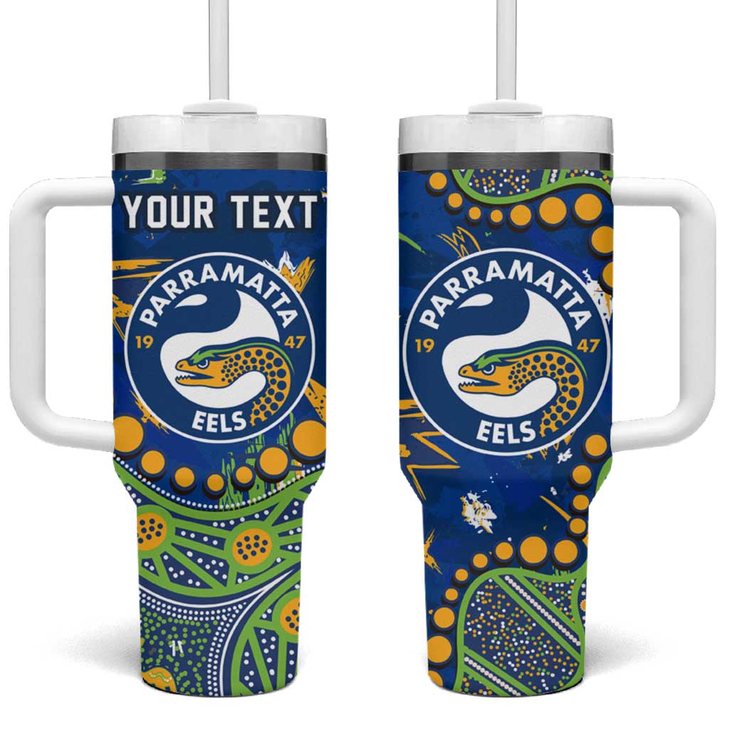 Personalized Parramatta Eels Tumbler With Handle Aboriginal Pattern with Graffiti Style Design