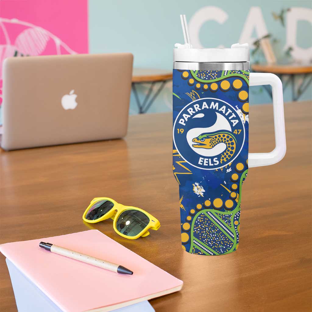 Personalized Parramatta Eels Tumbler With Handle Aboriginal Pattern with Graffiti Style Design