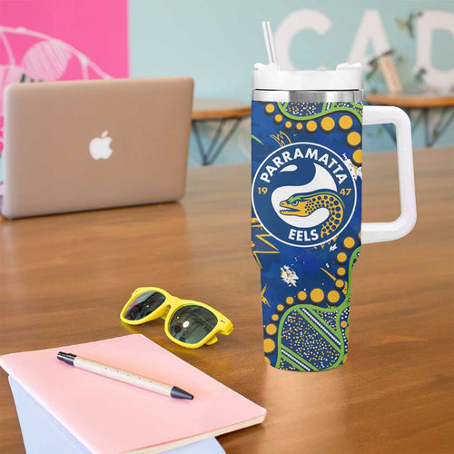 Personalized Parramatta Eels Tumbler With Handle Aboriginal Pattern with Graffiti Style Design