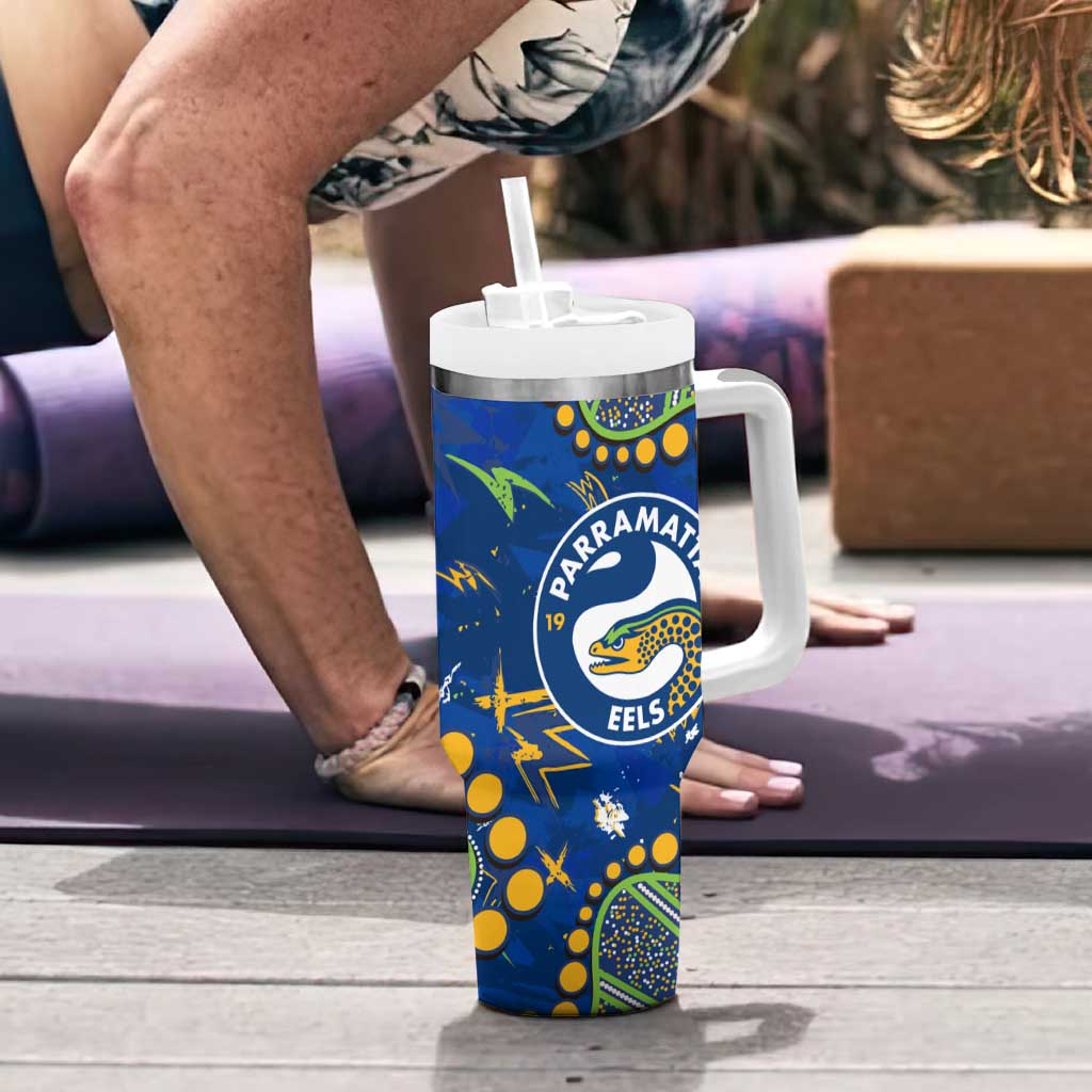 Personalized Parramatta Eels Tumbler With Handle Aboriginal Pattern with Graffiti Style Design