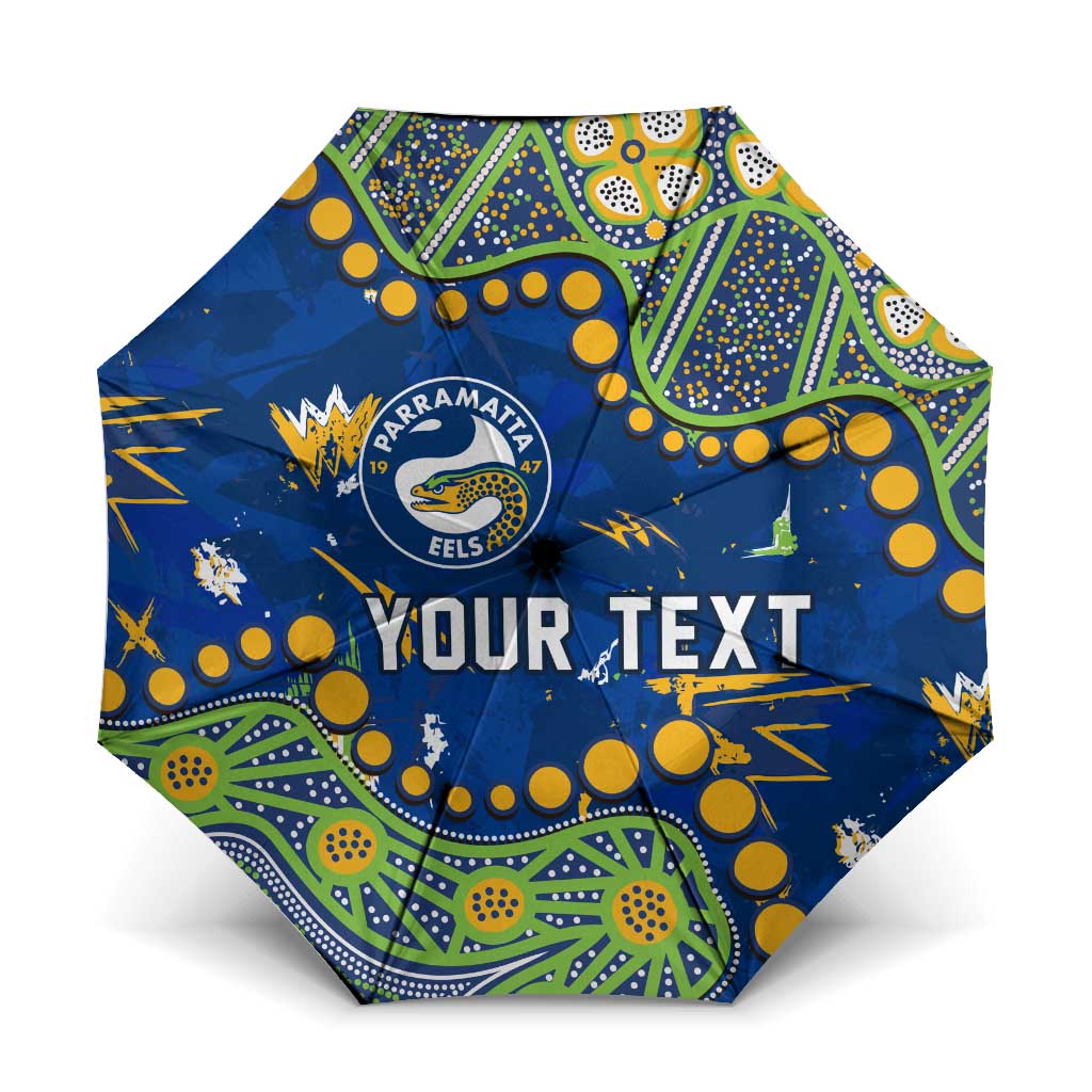 Personalized Parramatta Eels Umbrella Aboriginal Pattern with Graffiti Style Design