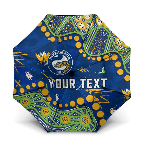 Personalized Parramatta Eels Umbrella Aboriginal Pattern with Graffiti Style Design