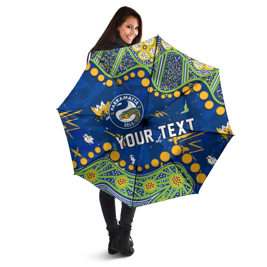 Personalized Parramatta Eels Umbrella Aboriginal Pattern with Graffiti Style Design
