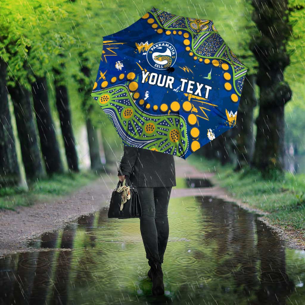 Personalized Parramatta Eels Umbrella Aboriginal Pattern with Graffiti Style Design