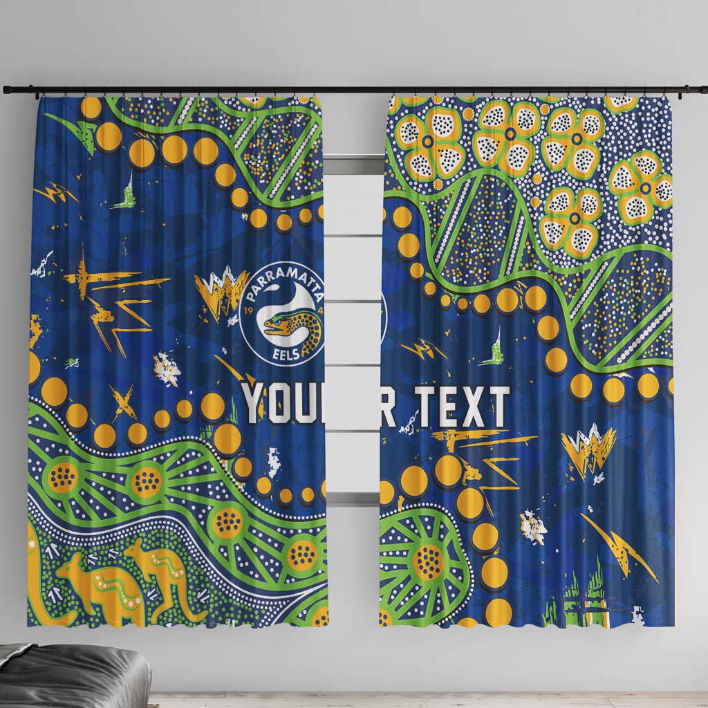 Personalized Parramatta Eels Window Curtain Aboriginal Pattern with Graffiti Style Design