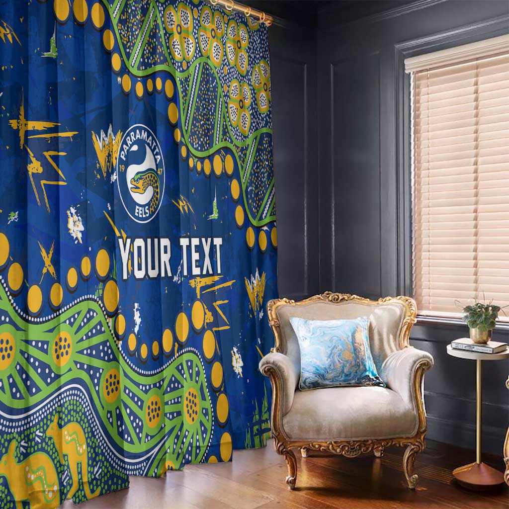 Personalized Parramatta Eels Window Curtain Aboriginal Pattern with Graffiti Style Design
