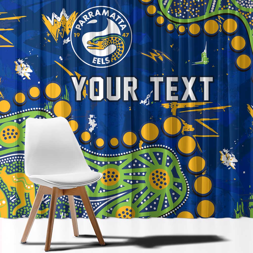 Personalized Parramatta Eels Window Curtain Aboriginal Pattern with Graffiti Style Design