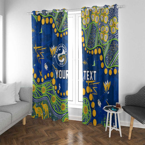 Personalized Parramatta Eels Window Curtain Aboriginal Pattern with Graffiti Style Design