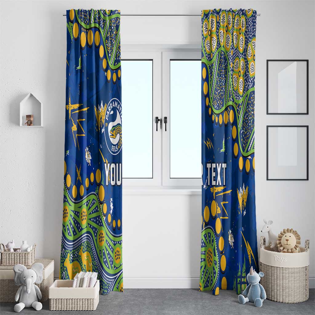 Personalized Parramatta Eels Window Curtain Aboriginal Pattern with Graffiti Style Design