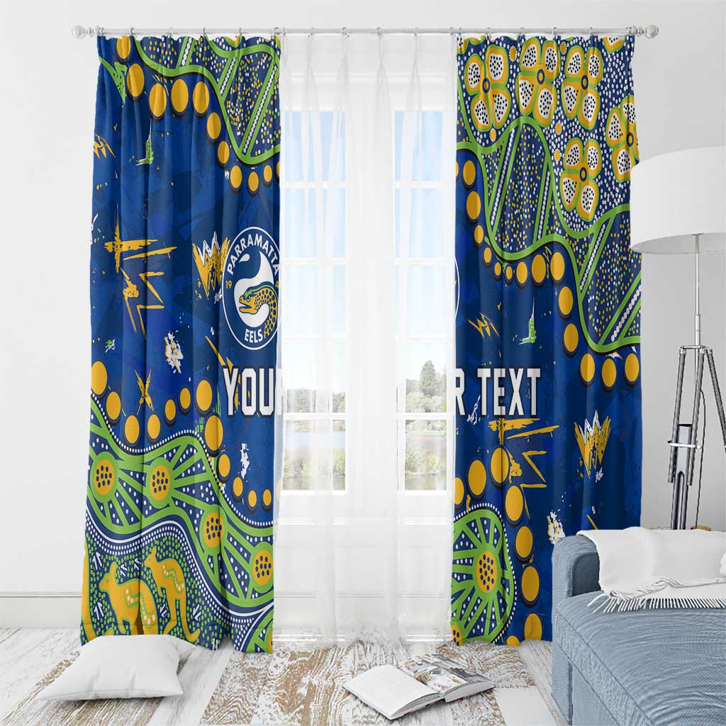 Personalized Parramatta Eels Window Curtain Aboriginal Pattern with Graffiti Style Design