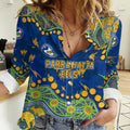 Personalized Parramatta Eels Women Casual Shirt Aboriginal Pattern with Graffiti Style Design