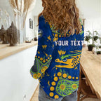 Personalized Parramatta Eels Women Casual Shirt Aboriginal Pattern with Graffiti Style Design
