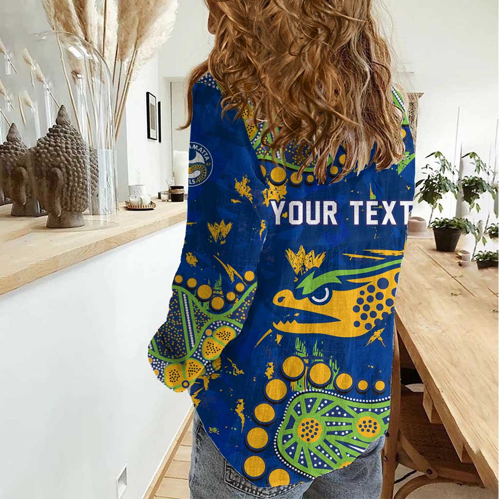 Personalized Parramatta Eels Women Casual Shirt Aboriginal Pattern with Graffiti Style Design