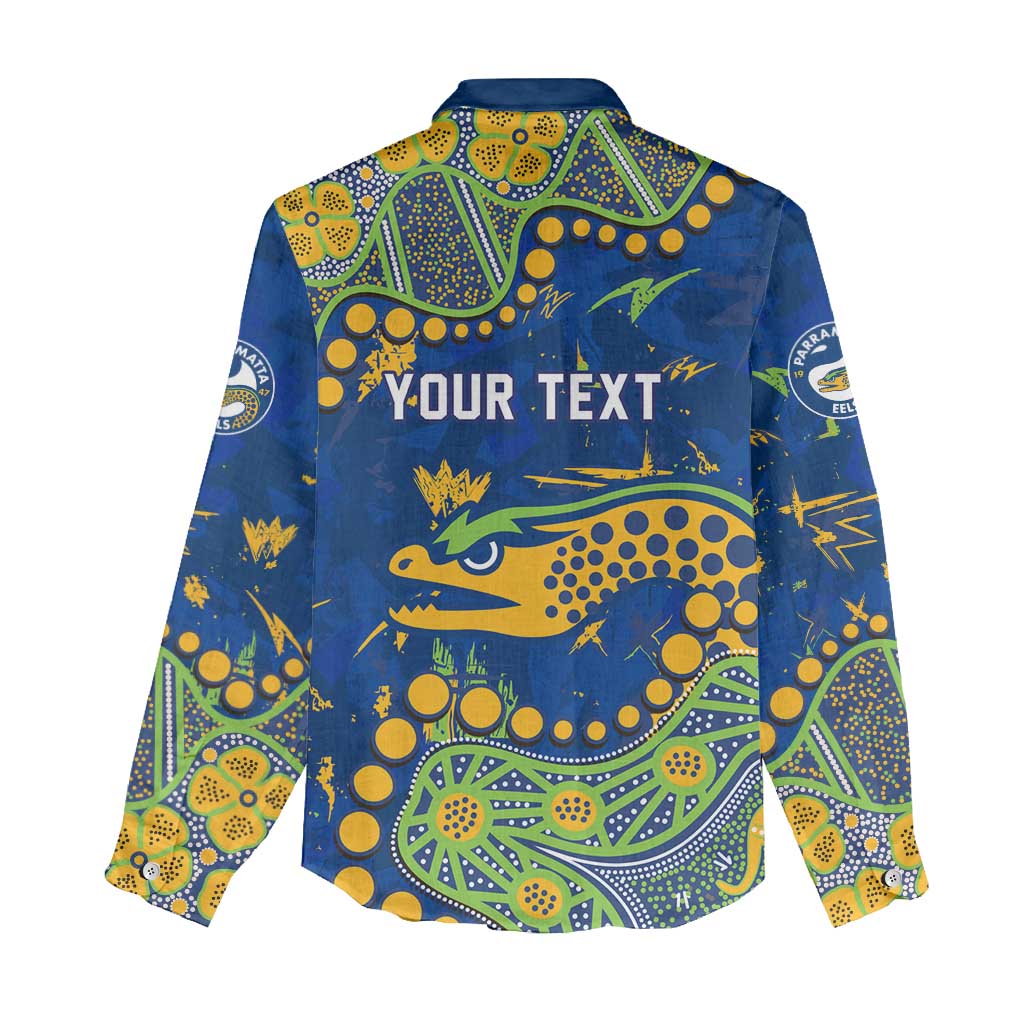 Personalized Parramatta Eels Women Casual Shirt Aboriginal Pattern with Graffiti Style Design
