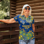 Personalized Parramatta Eels Women Polo Shirt Aboriginal Pattern with Graffiti Style Design