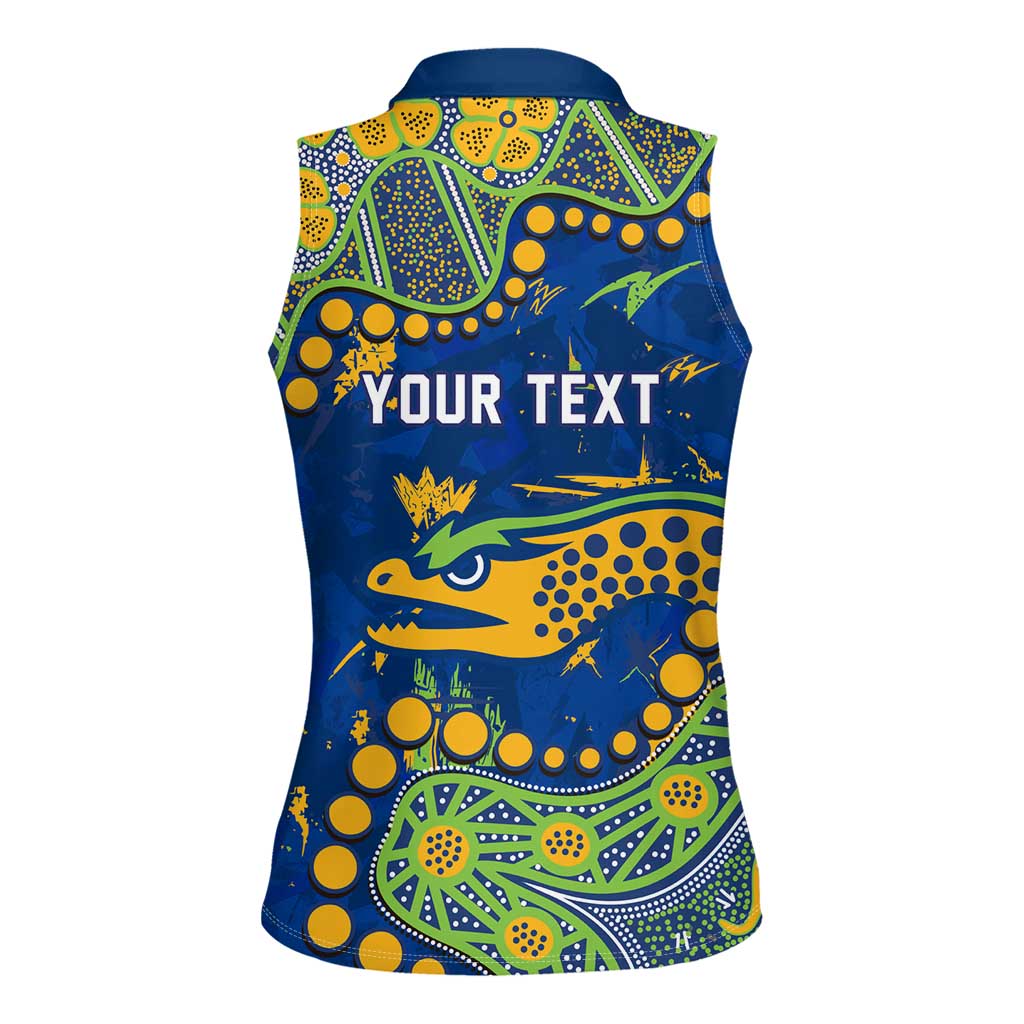 Personalized Parramatta Eels Women Sleeveless Polo Shirt Aboriginal Pattern with Graffiti Style Design