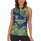 Personalized Parramatta Eels Women Sleeveless Polo Shirt Aboriginal Pattern with Graffiti Style Design