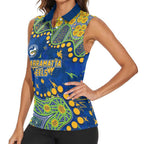 Personalized Parramatta Eels Women Sleeveless Polo Shirt Aboriginal Pattern with Graffiti Style Design