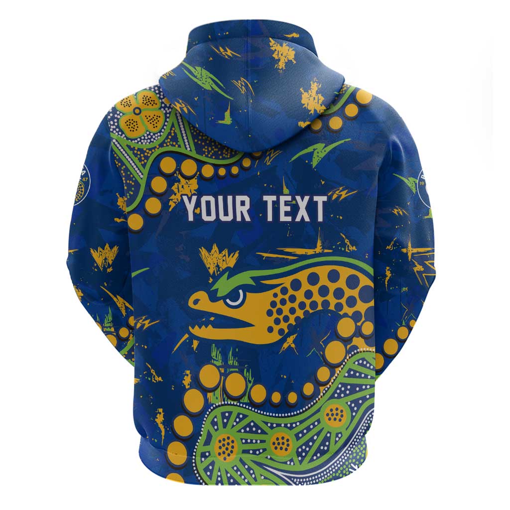 Personalized Parramatta Eels Zip Hoodie Aboriginal Pattern with Graffiti Style Design