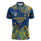 Personalized Parramatta Eels Zipper Polo Shirt Aboriginal Pattern with Graffiti Style Design
