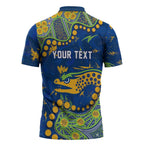 Personalized Parramatta Eels Zipper Polo Shirt Aboriginal Pattern with Graffiti Style Design