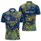 Personalized Parramatta Eels Zipper Polo Shirt Aboriginal Pattern with Graffiti Style Design
