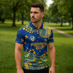 Personalized Parramatta Eels Zipper Polo Shirt Aboriginal Pattern with Graffiti Style Design