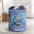 Cronulla Sutherland Sharks Laundry Basket Aboriginal Dot Pattern - Rugby Mascot Heritage Pride