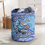 Cronulla Sutherland Sharks Laundry Basket Aboriginal Dot Pattern - Rugby Mascot Heritage Pride