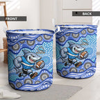 Cronulla Sutherland Sharks Laundry Basket Aboriginal Dot Pattern - Rugby Mascot Heritage Pride