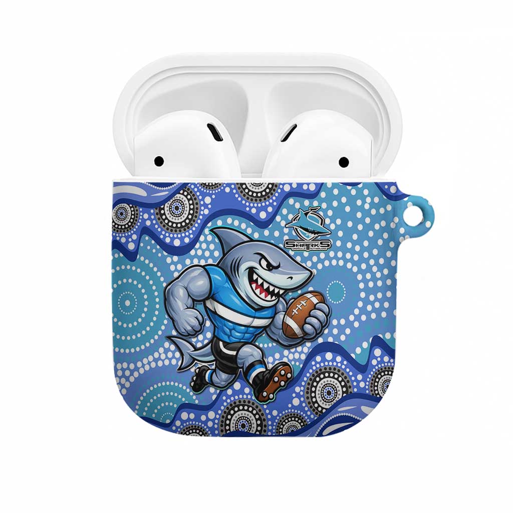 Cronulla Sutherland Sharks AirPods Case Aboriginal Dot Pattern - Rugby Mascot Heritage Pride