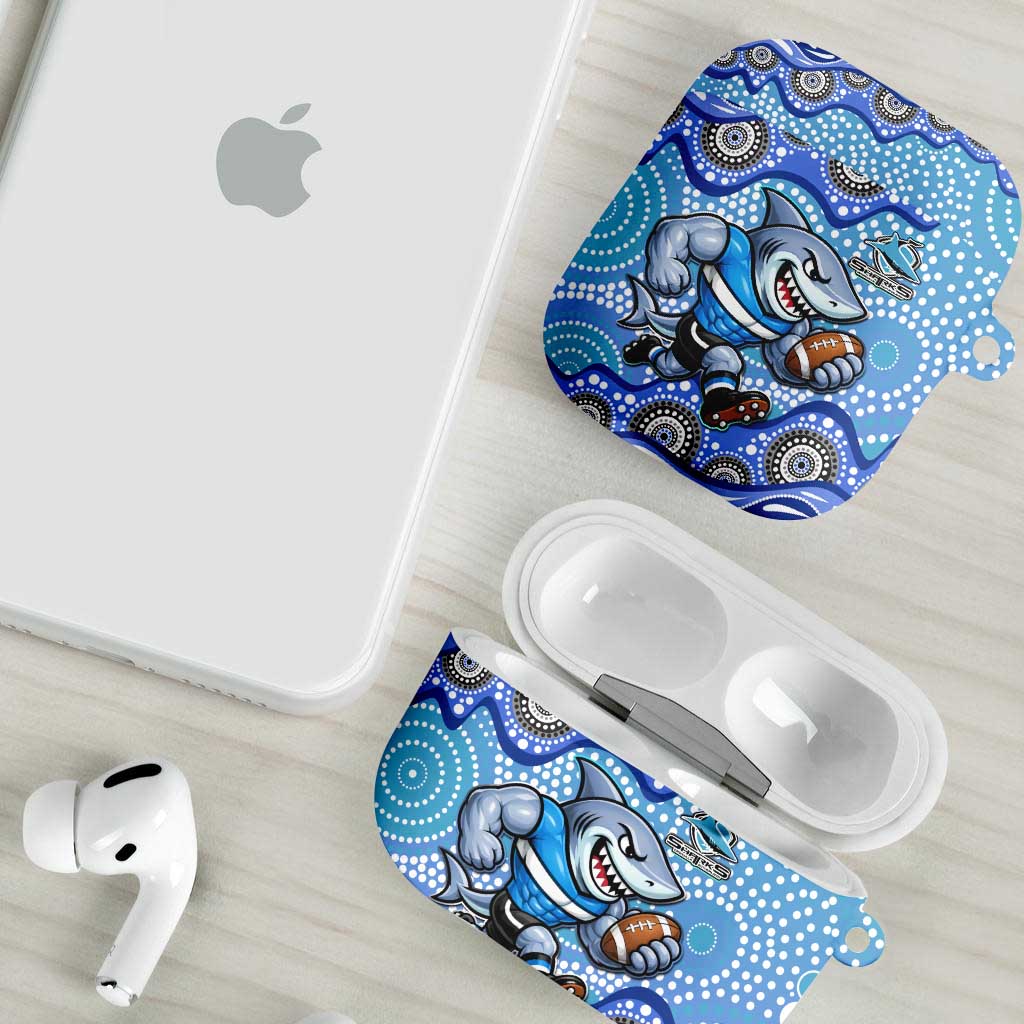 Cronulla Sutherland Sharks AirPods Case Aboriginal Dot Pattern - Rugby Mascot Heritage Pride