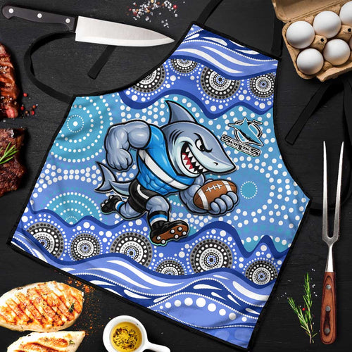 Cronulla Sutherland Sharks Apron Aboriginal Dot Pattern - Rugby Mascot Heritage Pride