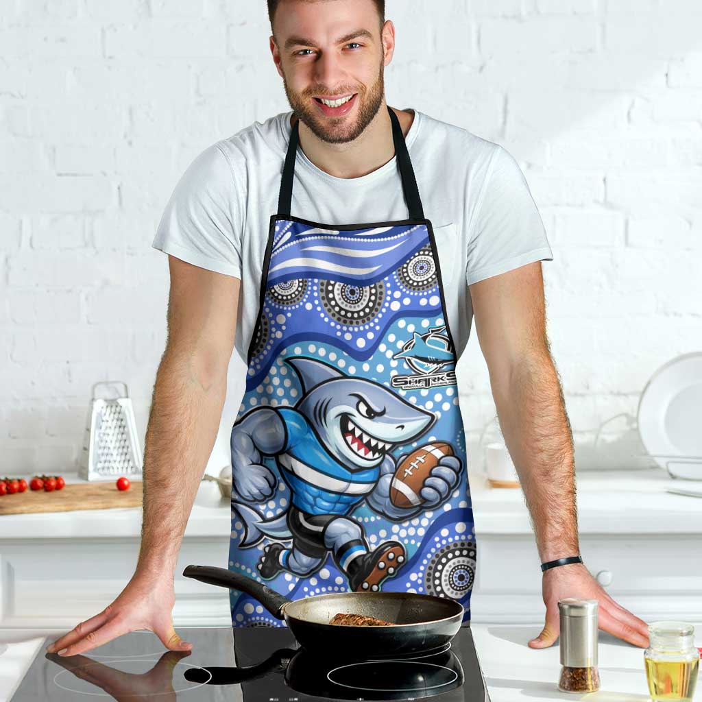 Cronulla Sutherland Sharks Apron Aboriginal Dot Pattern - Rugby Mascot Heritage Pride