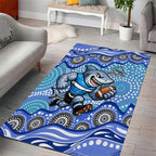 Cronulla Sutherland Sharks Area Rug Aboriginal Dot Pattern - Rugby Mascot Heritage Pride