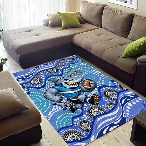 Cronulla Sutherland Sharks Area Rug Aboriginal Dot Pattern - Rugby Mascot Heritage Pride